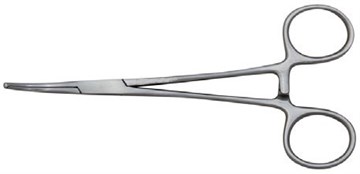 Зажим гемостатический, изогнутый, 125мм, 1х2 зуба, HALSTED-MOSQUITO J-17-024